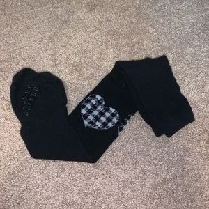 Warm Black Tights with Plaid Hearts 2T-3T